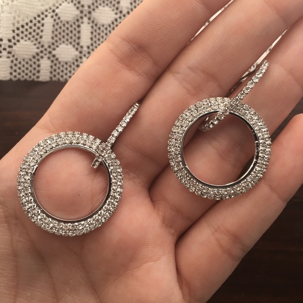SOLD OUT Crystal Rhinestone Hoop Earrings - Picture 3 of 8